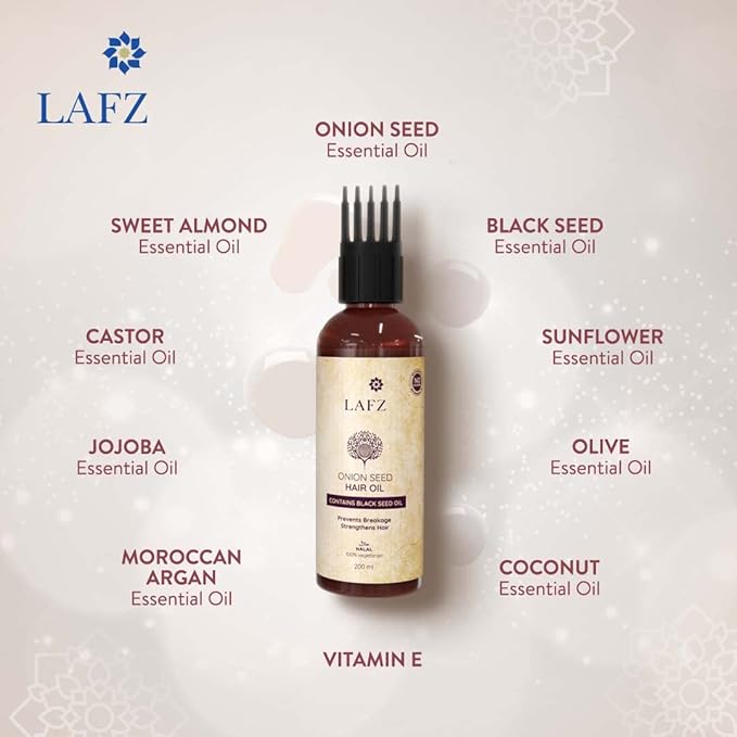 Lafz Onion Seed Oil For Hair, Transform Dull & Weak Hair, Increases Scalp and Hair Health lightweight Oil For Both Men & Women (Onion Hair Oil 200ml)