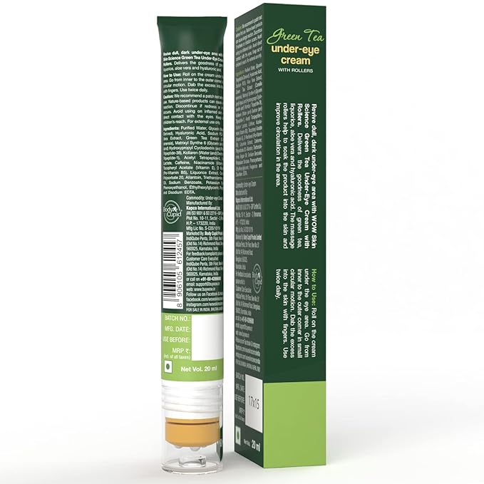 WOW Skin Science Green Tea Under Eye Cream With Rollers 20ml
