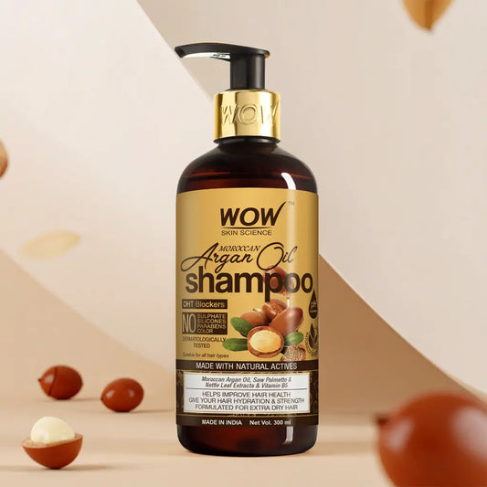 WOW Skin Science Moroccan Argan Oil Shampoo For Dry Hair/Dandruff/Hair Loss/Hair Growth/Frizzy Hair - 300 ml