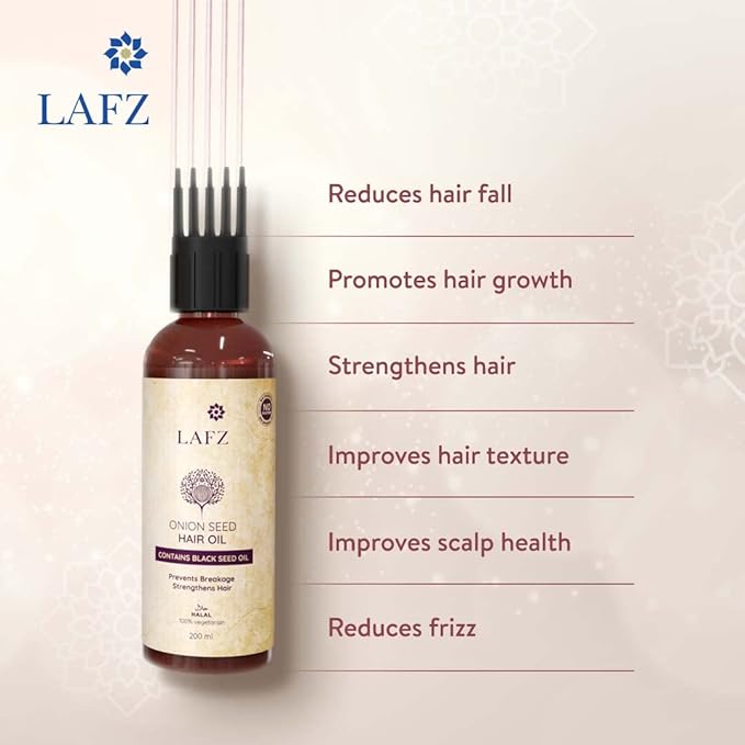 Lafz Onion Seed Oil For Hair, Transform Dull & Weak Hair, Increases Scalp and Hair Health lightweight Oil For Both Men & Women (Onion Hair Oil 200ml)