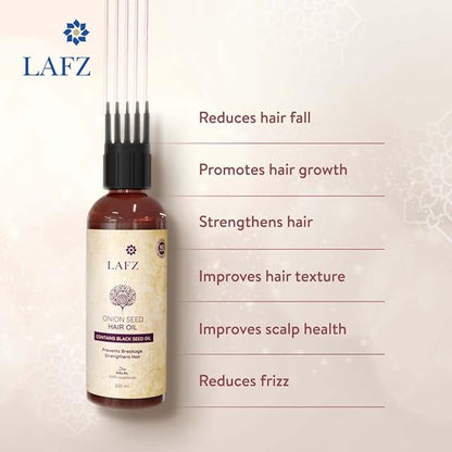 Lafz Onion Seed Oil For Hair, Transform Dull & Weak Hair, Increases Scalp and Hair Health lightweight Oil For Both Men & Women (Onion Hair Oil 200ml)