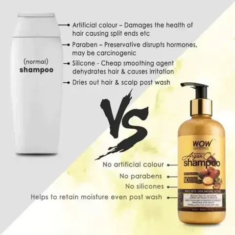 WOW Skin Science Moroccan Argan Oil Shampoo For Dry Hair/Dandruff/Hair Loss/Hair Growth/Frizzy Hair - 300 ml